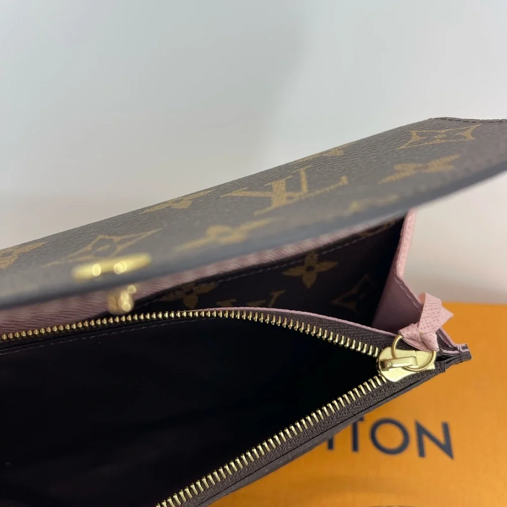 Louis Vuitton Monogram Emilie Wallet on Strap Rose Ballerine M61289 - Picture 6 of 14